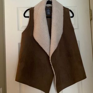 Faux suede, and shearling vest.